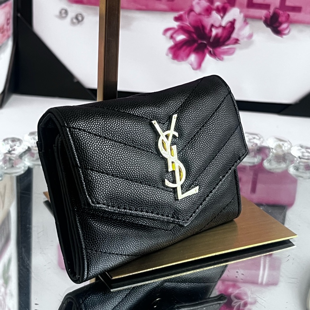 Yves Saint Laurent Black Chevron Wallet - Picture 4 of 12
